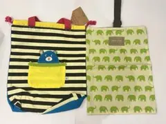 【送料無料】ストライプお着替え袋 靴袋　シューズケース　通園 通学 未使用品