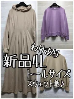 新品☆わけあり♪4Lトール♪ショートトレーナー2枚＆パーカーワンピース☆f816