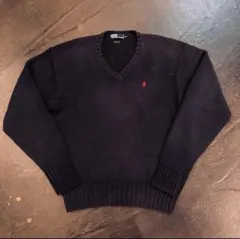 ポロ Vネック ニットセーター ネイビー