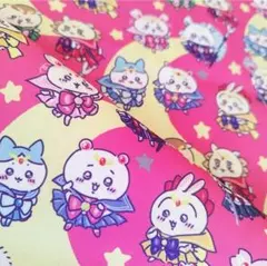 《50×70》ちいかわ セーラームーン コラボ ピンク はぎれ 布 生地