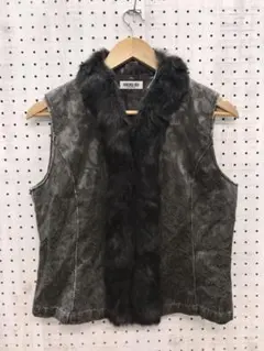 ボーホーシック 古着 ラビットファートリム ボタニカル 総柄 ジャガードベスト