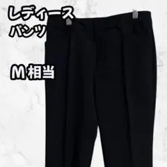 美脚 ストライプ スラックス 黒 61-87 センタープレス オフィス