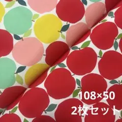 オックス生地　りんご柄生地　50㎝2枚 花柄　北欧柄　ボタニカル　レトロ柄りんご