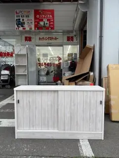 ヴィンテージ調 ホワイト木目カウンター 下収納庫のサムネイル