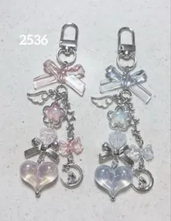 ビーズキーホルダー ピンク 青 水色 韓国 y2k コレクトブック 2点