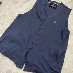 アクアスキュータムAquascutum ベスト トップス 刺繍 ネイビー メンズ