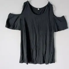 ノーブランド 【L】 オフショルダー ブラック Tシャツ 半袖 春夏 シンプル