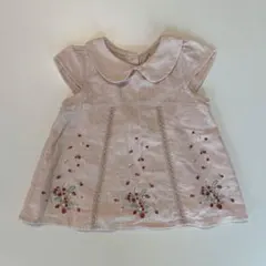 petitmain イチゴ刺繍ブラウス　ピンク　80サイズ