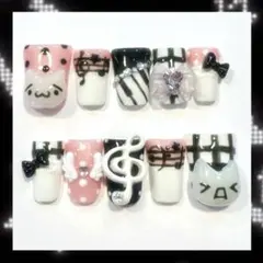 ネイルチップ ウィッシュコア 平成女児 y2k ドットネイル 音符 ダックネイル