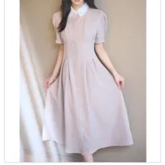 写真あり【tocco closet】レース襟付きパール釦ウエストタックワンピース