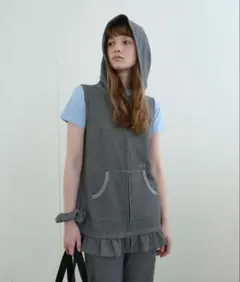 ENZOBLUES フード付きノースリーブチュニック グレー