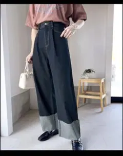 ストレートデニム ハイウエスト　ワンウォッシュ