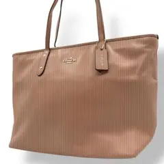 美品 COACH トートバッグ PVC ピンクベージュ A4収納 F36875