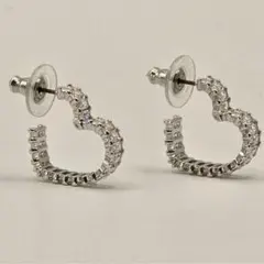 SWAROVSKI ハート フープピアス クリスタル ロジウム シルバー新品同様