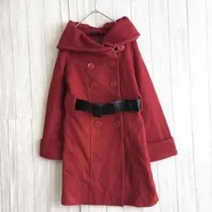 エゴイスト 赤 ダブル Pコート クロコ調ベルト付き M相当 ギャル系 かわいい