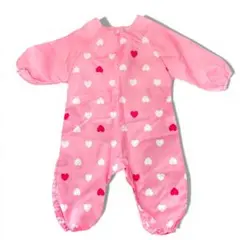 【未使用】長袖お食事エプロン ロンパース型 ハート柄 80-95