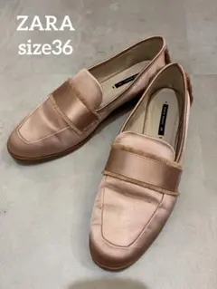 ZARA ピンク サテン ローファー