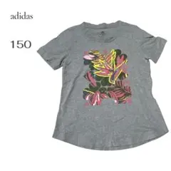 【アディダス】adidas 花柄 半袖Tシャツ 150サイズ　グレー