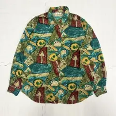 昭和レトロ シャツ レディース 総柄 幾何学柄 アート レトロ vintage