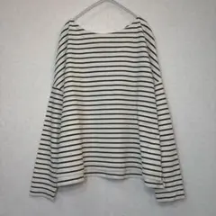 nano universeボーダー柄長袖ボートネックトップス