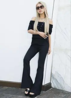 EGOISTオフショルリブオールインワン