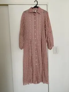 ZAPA ピンク 刺繍 シャツワンピース