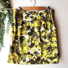 コムサイズム『F』花柄 タイト スカート イエロー 大人綺麗 リゾート オフィスのサムネイル