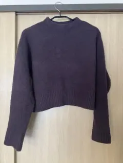 ZARA パープル クロップドセーター 長袖