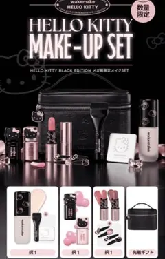 wakemake Hello kitty BLACK EDITION ポーチ付き
