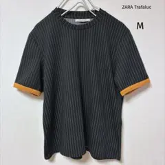 ZARA TRF 스트라이프 패턴 반팔 컷소우 니트 컷소우 오렌지 팔목