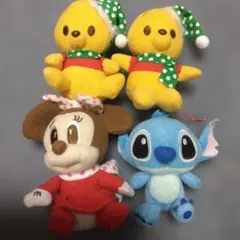 ディズニーミニーマウス・くまのプーさん・スティッチぬいぐるみ4体セット