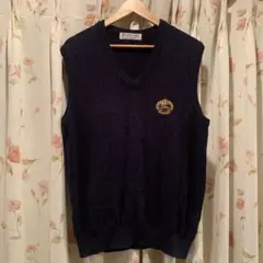 90S 英国製 バーバリーズ　ベスト　モール刺繍　Lサイズ