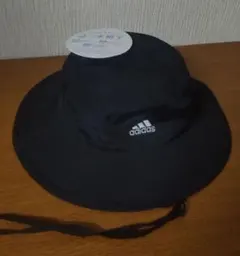 adidas■新品ロゴ付き撥水ナイロン アウトドアハット 黒