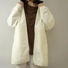 ☆チャンピオン☆ダブルジップ☆ロングジャケット☆ボアフリース☆オフホワイト☆