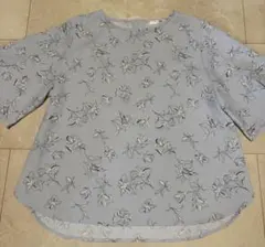 新品未使用 ZARA 花柄ブラウス 7分袖フレア リネン100％ Vネック 