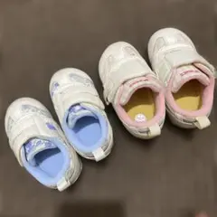 2足セットASICS 花柄 ブルー13.5㎝/ピンク14cm