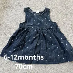【baby GAP】デニム ハートのドット柄 ジャンバースカート