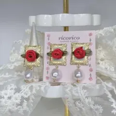 雫に咲くフローズンローズ～☆水入りガラスドロップの幻想ピアス