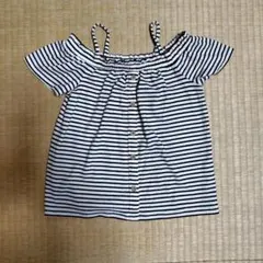 【next】オフショルダーTシャツ 白✕黒ボーダー（122cm）