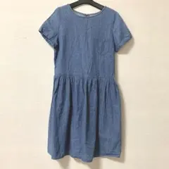 【earth music&ecology】デニム風膝丈ワンピース 半袖 Mのサムネイル