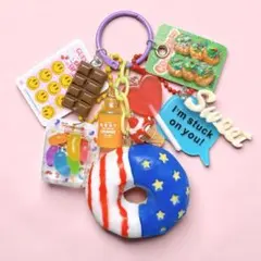 新作】じゃらじゃらキーホルダー ナッツドーナツ ブラウン アメリカン