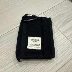 anello 二つ折り財布 カラビナ付き ブラック