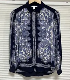 H&M ペイズリー ブラウス ブルー 38 使用感少・美品 ホームクリーニング済
