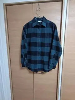 GU チェック フランネルシャツ グリーン系 サイズМ コットン ジーユー