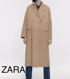 ZARA ベージュ ダブルブレスト ロングコート⭐︎新品