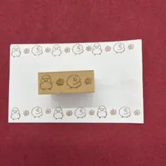 文鳥と花　小さめマスキングテープ風スタンプ　はんこ