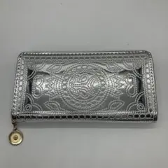 レディース 財布 シルバー エンボス加工 長財布