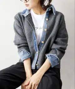 襟付きカーディガン