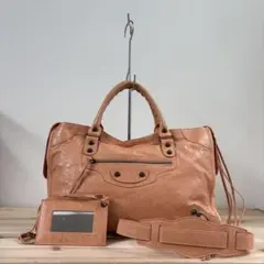 極美　BALENCIAGA The City 115748 Bag Brown Balenciaga Brown Suede and Brown Leather First City Bag – The Hosta