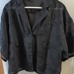 ハ*チ様 刺繍入り黒オーバーサイズシャツ M